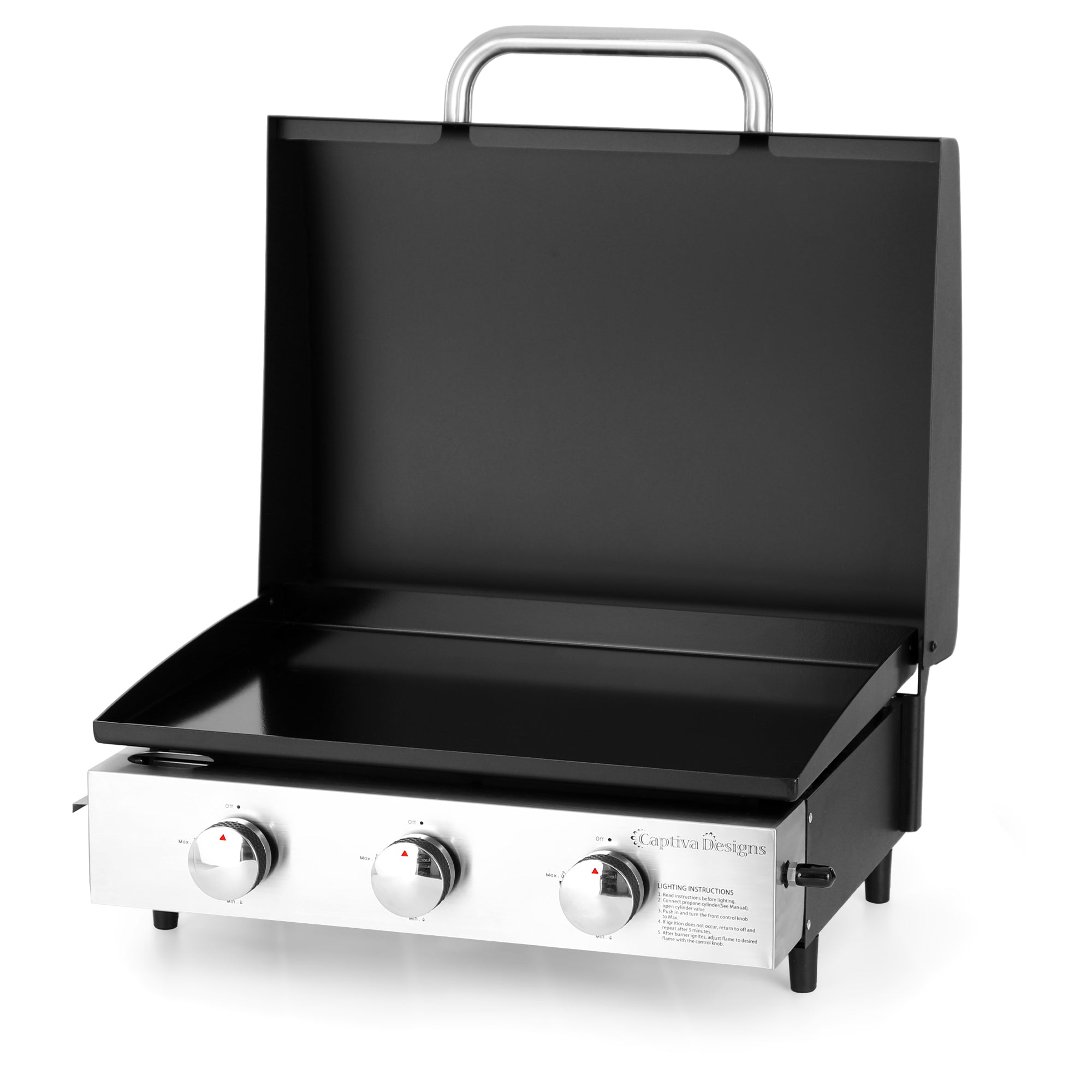 Captiva Designs Portable Tabletop Propane Grill with 2 Stainless Steel Burner