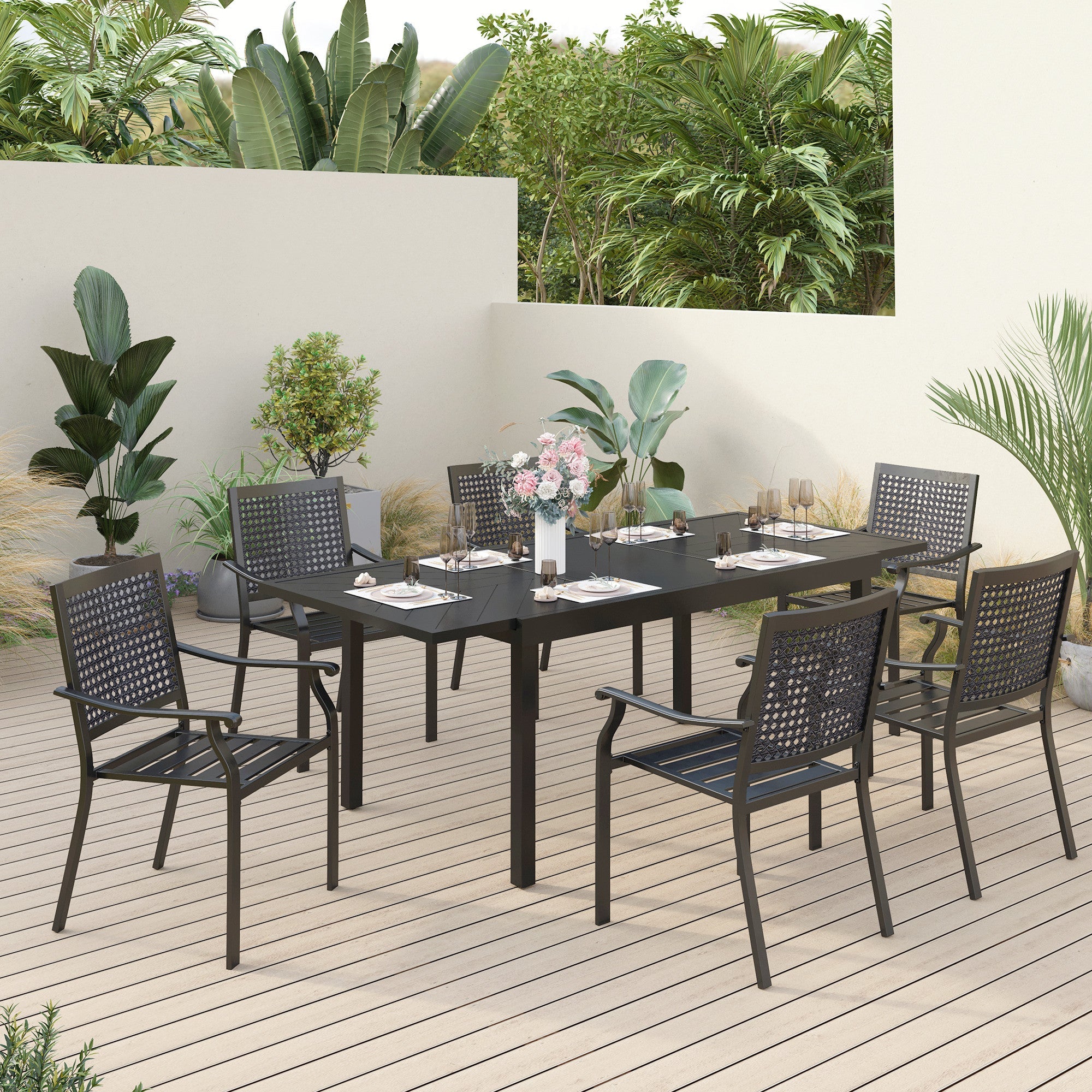 Sophia & William 7-Piece Patio Dining Set With Heavy-duty Metal Chairs ...