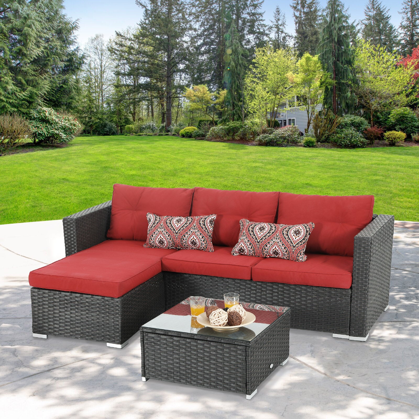 Wicker best sale rattan sectional