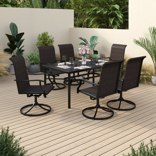 Sophia & William 7 Pieces Outdoor Patio Dining Set High Back Swivel Dining Chairs and Metal Dining Table