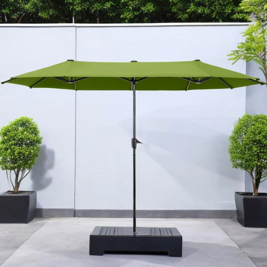 Alpha Joy 13x6.5ft Double-Sided Extra Large Outdoor Patio Market Rectangle Umbrella with Crank Handle, Lime Green