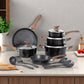 Sophia & William 15 Pieces Induction Nonstick Cookware Sets, Black