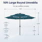 Alpha Joy 10ft 3 Tier Auto-tilt Outdoor Patio Umbrella Beach Garden Double Vented Table Umbrella with Solar Lights, Peacock Blue & Cerulean