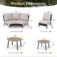 Sophia & William 8 Seat Patio Outdoor Furniture Set Half-Moon Sectional Sofa Metal Conversation Set & 2 Wood-like Coffee Tables