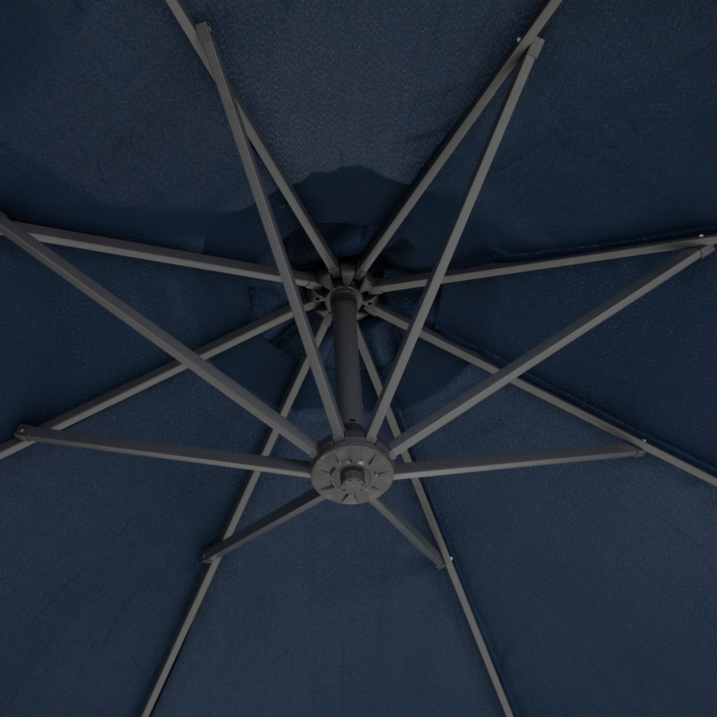 Alpha Joy 10ft Outdoor Patio Offset Market Hanging Umbrella with 8 Steel Ribs & Cross Base(Include Weight), Navy Blue