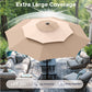 Alpha Joy 10ft 3 Tier Auto-tilt Outdoor Patio Umbrella Beach Garden Double Vented Table Umbrella with Solar Lights, Beige & Tan