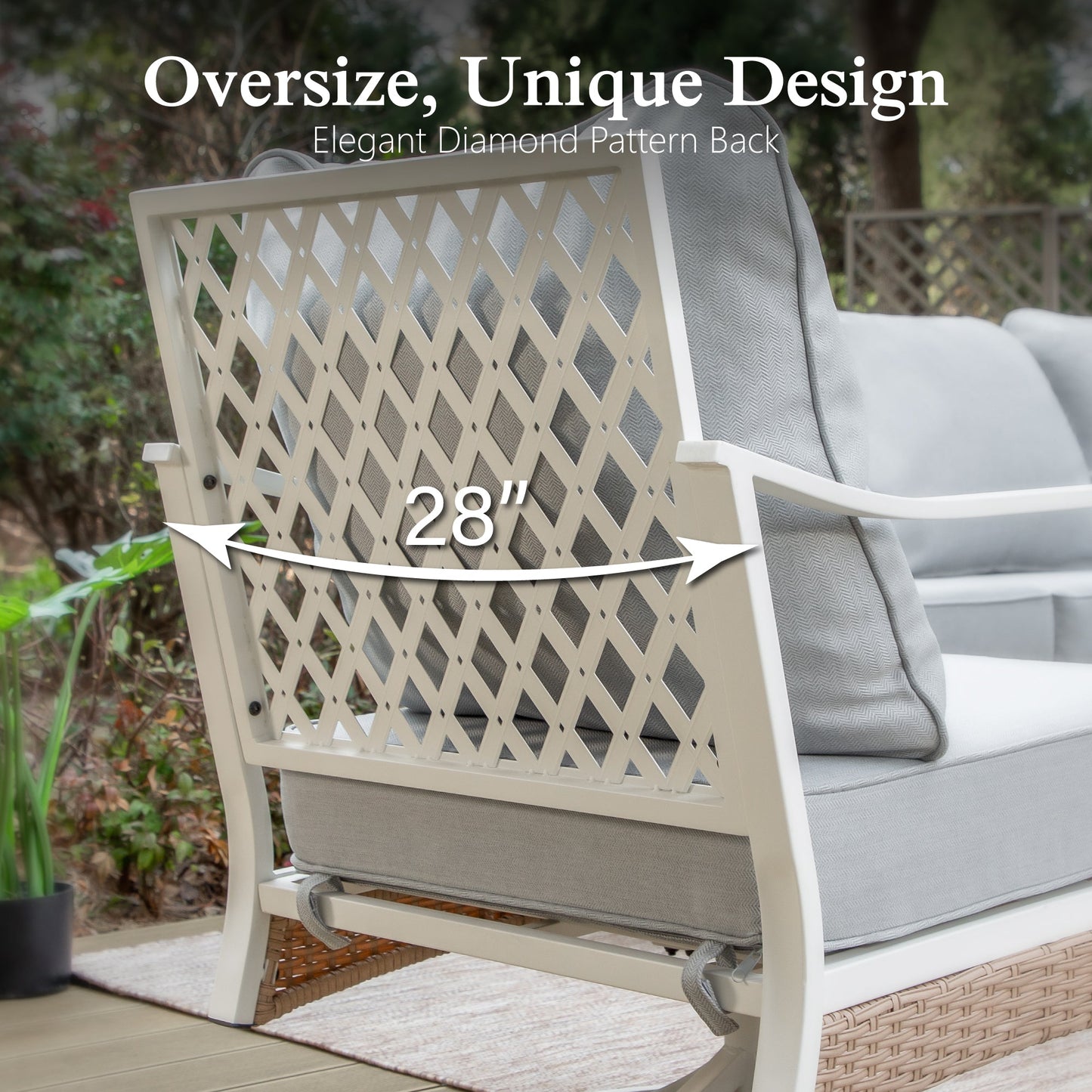 Sophia&William 4 Piece Patio Conversation Set Outdoor Furniture Sofa Set with Rocking Chair, Light Gray