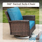 Sophia & William 6 Pieces Wicker Patio Conversation Set 7-Seat Outdoor Furniture Set with Swivel Chairs, Pacific Blue