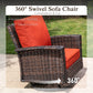 Sophia & William 5 Pieces Wicker Patio Conversation Set 7-Seat Outdoor Furniture Set with Swivel Chairs, Red