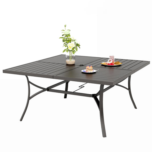 60" x 60" Patio Outdoor Square Dining Table for 8, Black