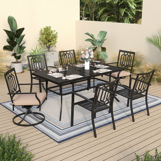 Sophia & William 7 Piece Patio Dining Set Outdoor Metal Furniture Table and Stackable Chairs Set