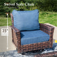 Sophia & William 6 Pieces Wicker Patio Conversation Set 7-Seat Outdoor Furniture Set with Swivel Chairs, Navy Blue