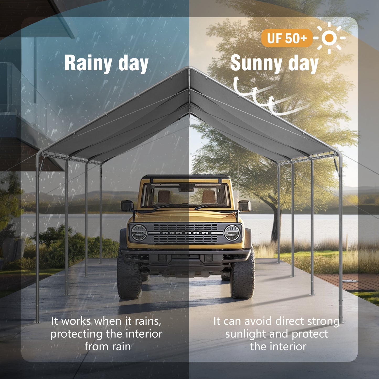 Alpha Joy 12’ X 20’Heavy Duty Carport Awning Car Canopy Tent Garage Boat Shelter, White