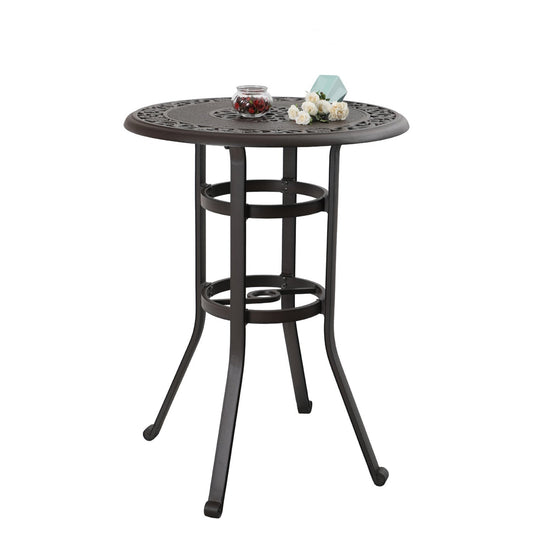 Sophia & William 32¡± Cast Aluminum Outdoor Patio Bistro Table with 1.97¡± Umbrella Hole for Garden, Backyard