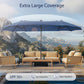 Alpha Joy 13x6.5ft Double-Sided Extra Large Outdoor Patio Market Rectangle Umbrella with Crank Handle, Navy Blue