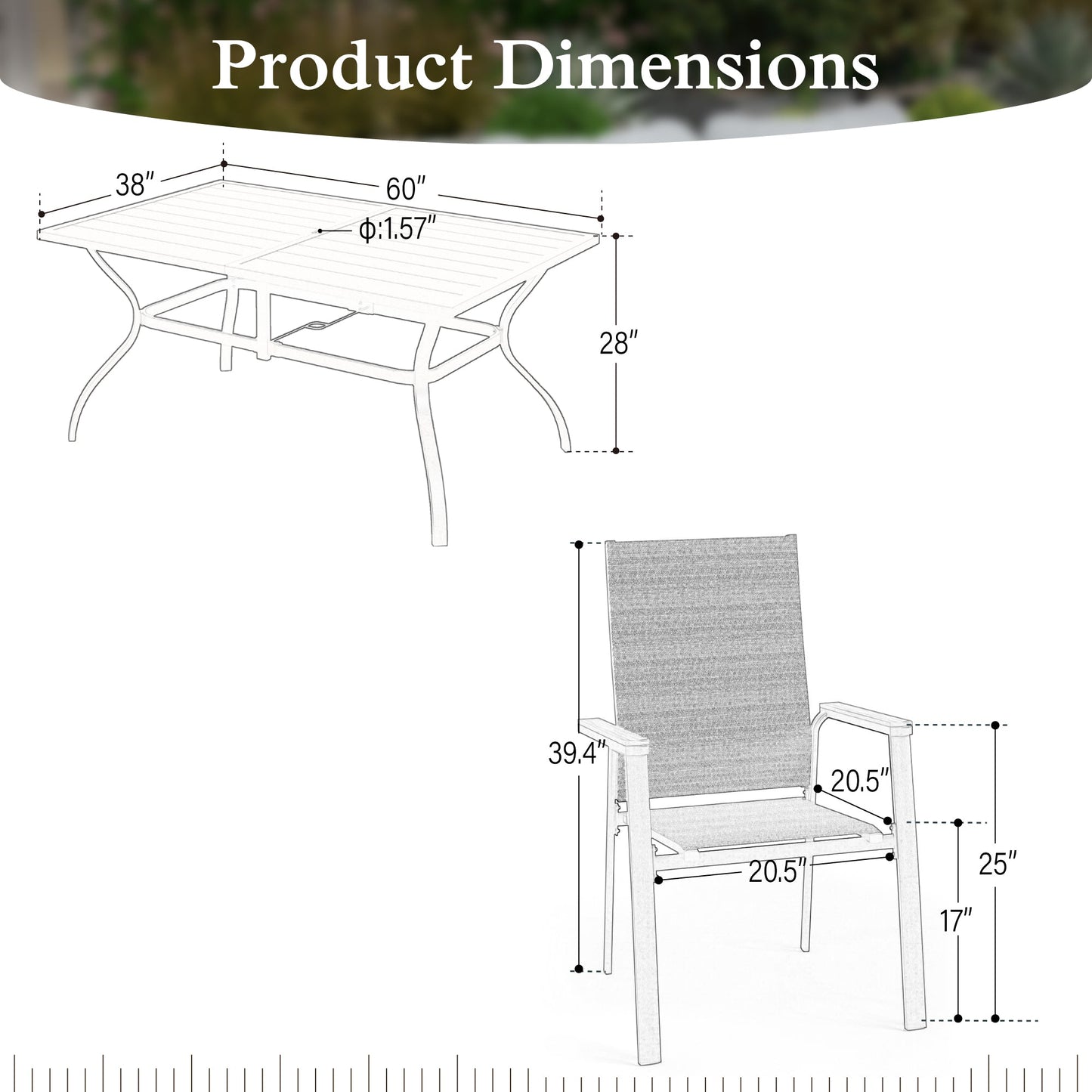 Sophia&William 7-Piece Outdoor Patio Dining Set Textilene Chairs & Table Furniture Set, Blue