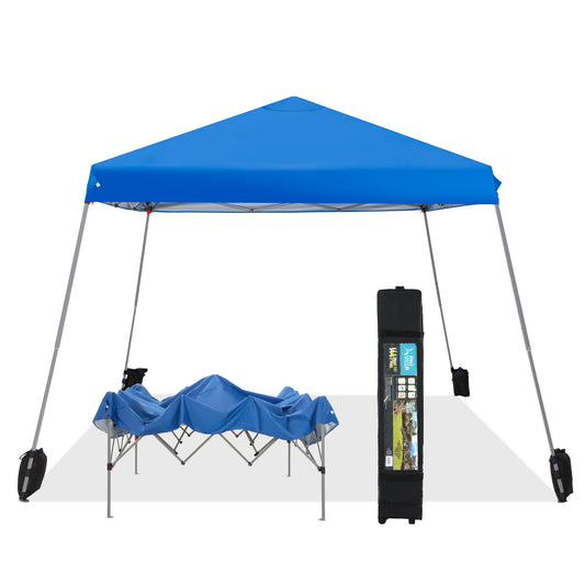 Alpha Joy 12' W x 12' D Pop-up Canopy Blue Slant Leg Instant Gazebo with Carry Bag, Blue