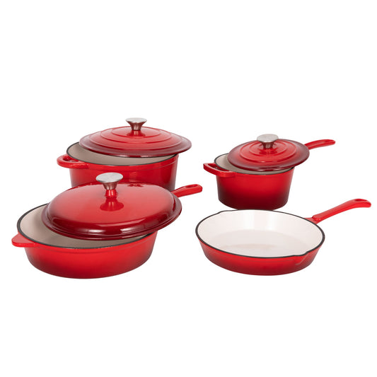 Sophia & William 7 Pieces Enameled Cast Iron Nonstick Cookware Set, Red