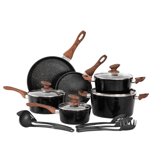 Sophia & William 12 Pieces Induction Nonstick Cookware Sets, Black