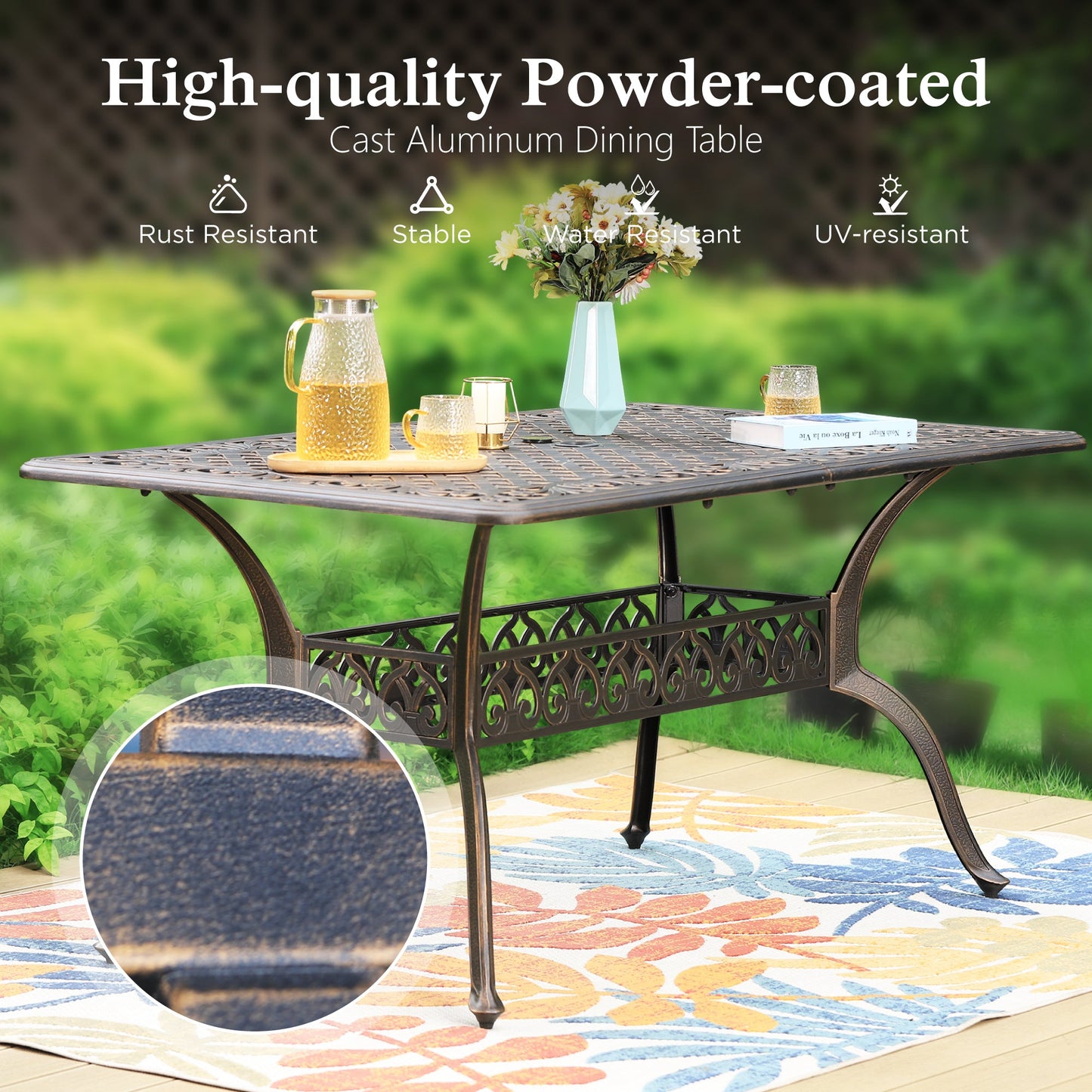 Sophia & William 7 Pieces Outdoor Patio Dining Set with Aluminum Table & Wicker Chairs for 6