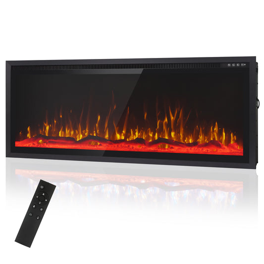 Sophia & William 50" Electric Fireplace,Recessed Wall Mounted Fireplace Insert,Ultra-Thin Linear Fireplace