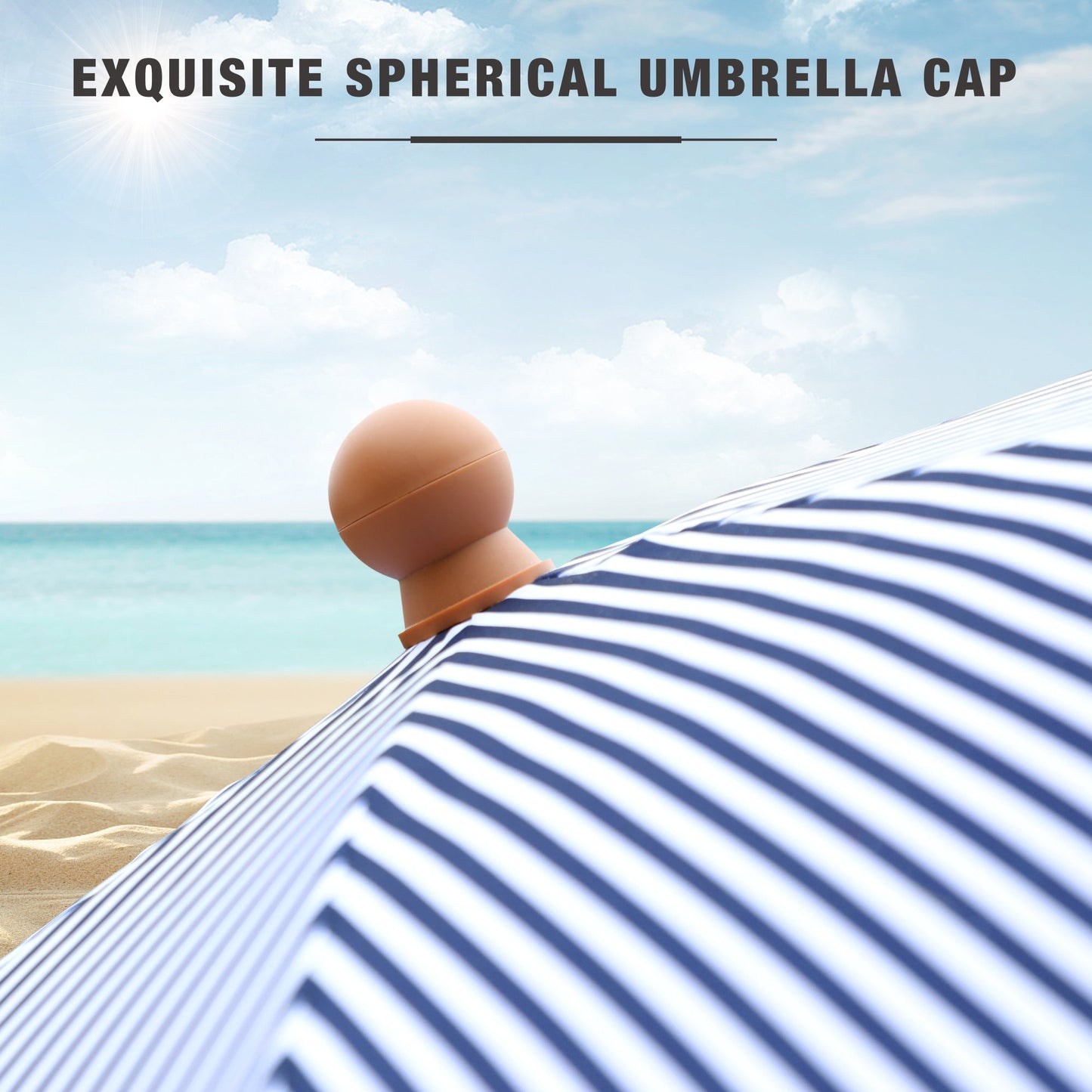 Sophia & William 7FT Outdoor Parasol Umbrella Fiberglass Ribs Umbrella with Tassel, Navy Blue Strips