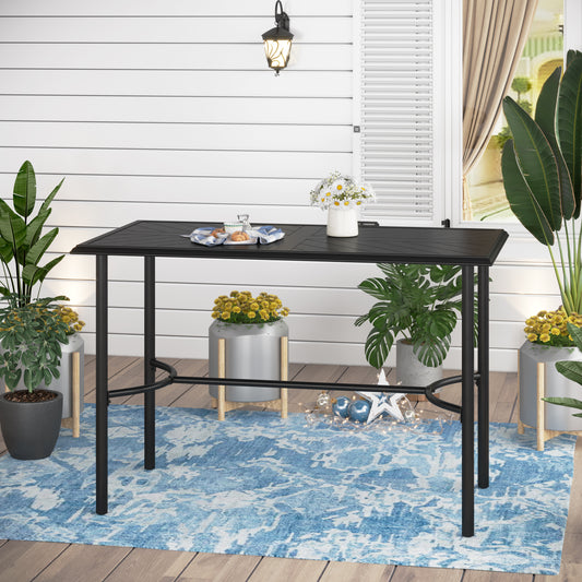 Sophia & William 55" Rectangular Metal Outdoor Patio Bar Table for 4 - Black