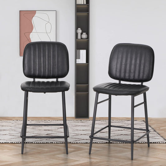 Sophia & William 24" Counter Height Bar Stool-Set of 2-Black