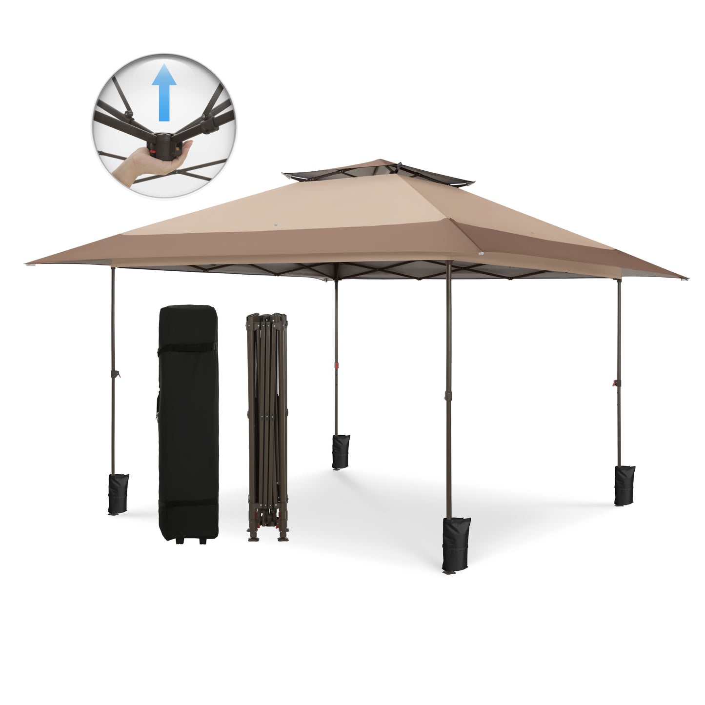 Alpha Joy 13x13ft Outdoor Gazebo Instant Pop Up Canopy Double Roof Folding Canopy with 3 Adjustable Height