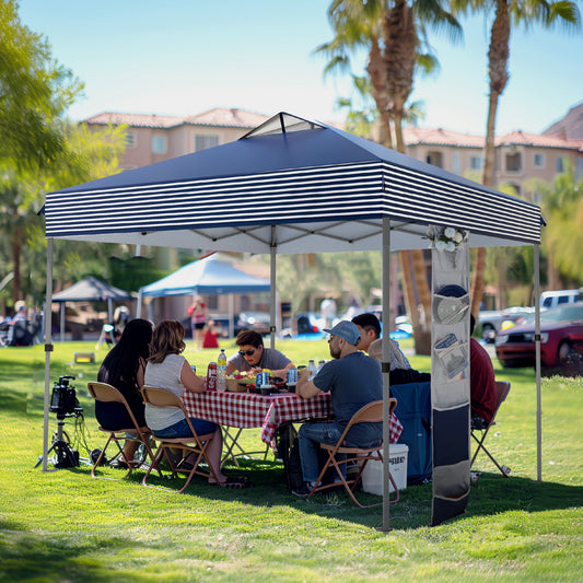 Alpha Joy 10'x10' Straight Leg Pop Up Canopy Tent Outdoor Event Instant Tent with Roller Bag, One-button Push Design