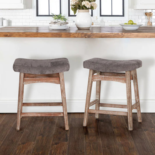 Sophia & William 24" Counter Height Bar Stools Saddle Bar Stools-Set of 2-Gray