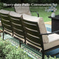 Alpha Joy 9 Seat Outdoor Patio Furniture Set Metal Conversation Set with 2 x Swivel & 2 x Fixed Sofa Chairs & 2 x Ottoman, Beige