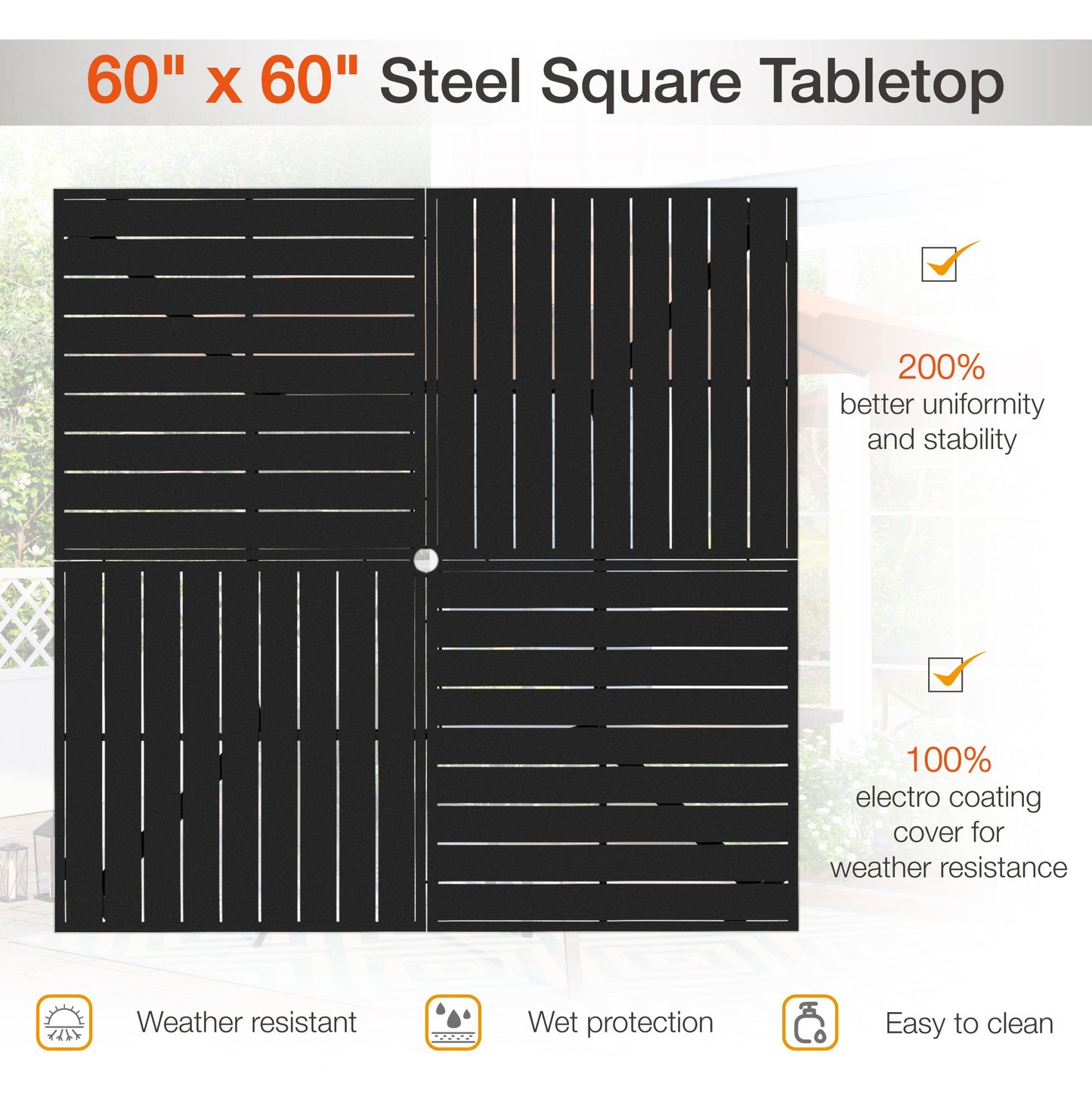 Sophia & William 9-Piece Outdoor Patio Dining Set Metal Rattan Chairs and Large Steel Square Table