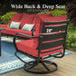 Alpha Joy 7 Seat Outdoor Patio Furniture Set Metal Conversation Set with Swivel Sofa Chairs & Table, Red