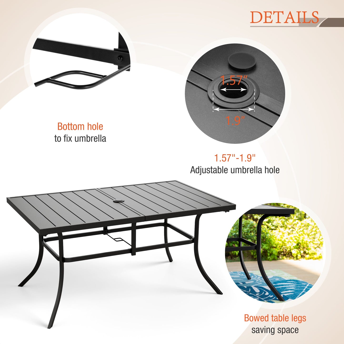 Sophia & William 7-Piece Outdoor Patio Dining Set Metal Rattan Chairs and Steel Table