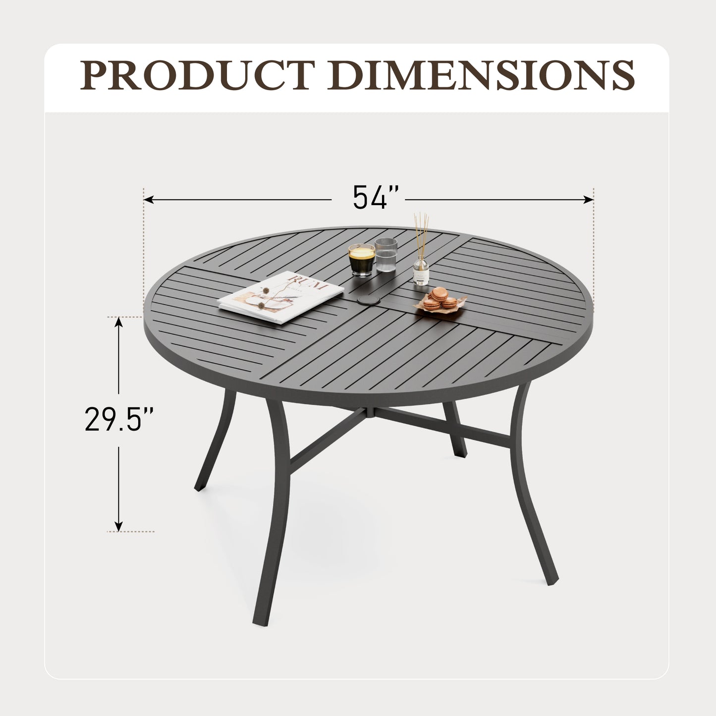 Sophia & William 54" Dia. Outdoor Metal Round Dining Table Black E-coated Frame