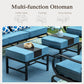 Alpha Joy 5 Piece Outdoor Patio Furniture Set Metal Conversation Set with Swivel Sofa Chairs & Ottomans, Navy Blue