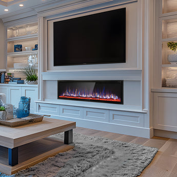 72" Premium Wall Mounted & Recessed Electric Fireplace with Remote Control