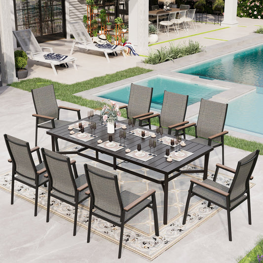 Sophia & William 9 Piece Patio Dining Set Outdoor Textilene Chair & Table Furniture Set