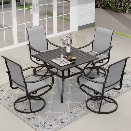 Sophia & William 5 Piece Outdoor Patio Dining Set Textilene Chairs and Table Furniture Set, Gray