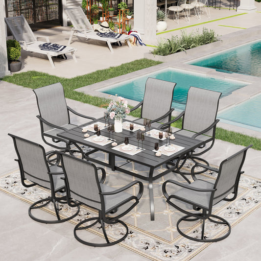 Sophia & William 7 Piece Outdoor Patio Dining Set Textilene Chairs and Table Furniture Set, Gray