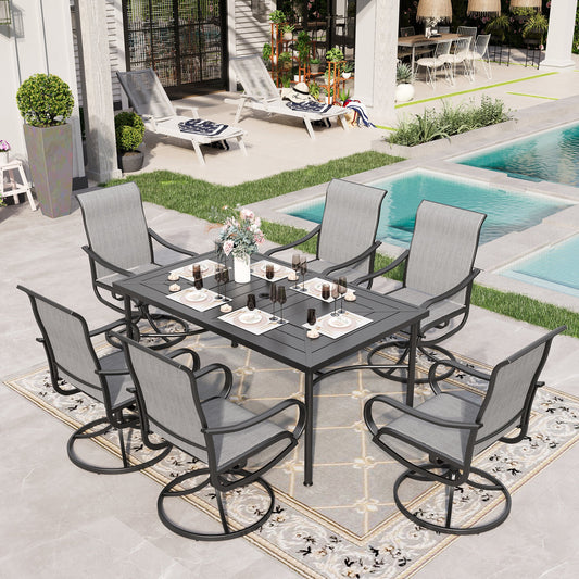 Sophia & William 7 Piece Outdoor Patio Dining Set Textilene Chairs and Table Furniture Set, Gray