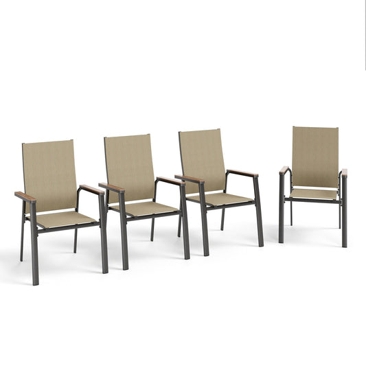 Sophia & William Patio Outdoor Dining Chairs Lightweight Aluminum Stackable Chairs Set of 4 - Beige