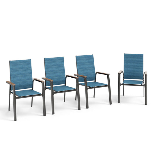 Sophia & William Patio Outdoor Dining Chairs Lightweight Aluminum Stackable Chairs Set of 4 - Blue