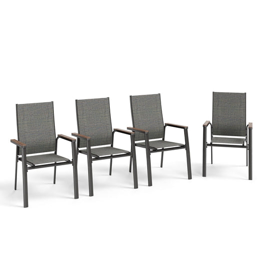 Sophia & William Patio Outdoor Dining Chairs Lightweight Aluminum Stackable Chairs Set of 4 - Gray