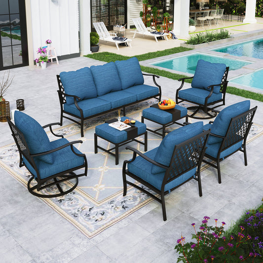 Sophia&William 9 Seat Patio Conversation Set Outdoor Sofa Furniture Set with Ottomans, Pacific Blue