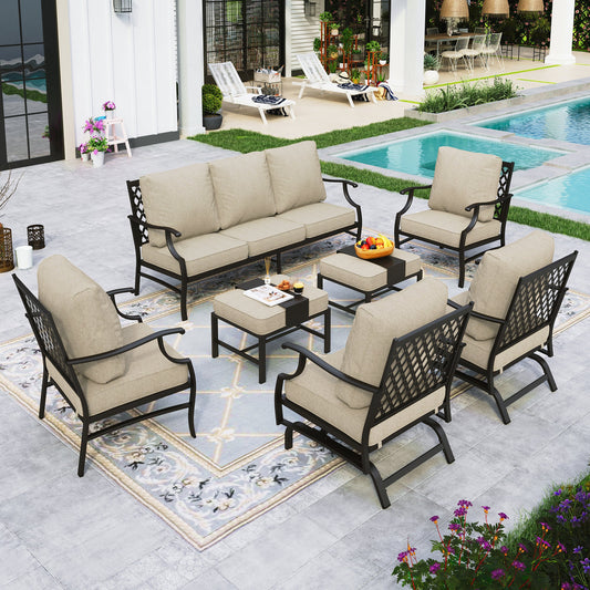 Sophia&William 9 Seat Patio Conversation Set Outdoor Sofa Furniture Set with Ottomans, Beige