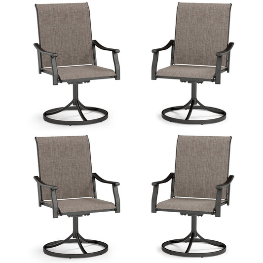 Sophia & William 4 Pieces Outdoor Patio Swivel Dining Chairs with Textilene Fabric & Steel Frame, Grayish-brown