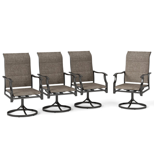 Sophia & William Outdoor Patio Dining Swivel Padded Textilene Chairs Set of 4, Ash Brown