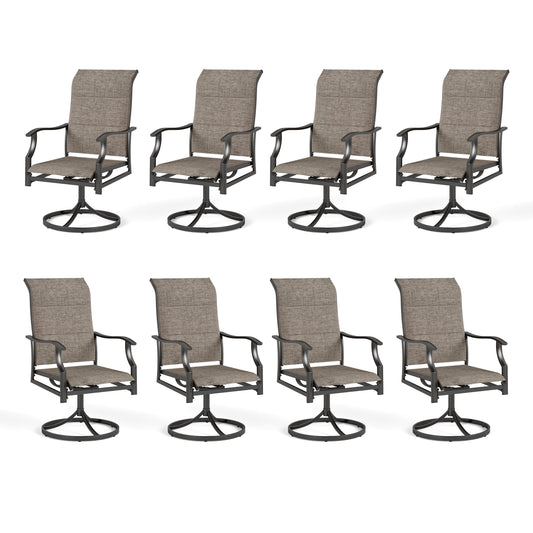 Sophia & William 8Pcs Outdoor Patio Dining Swivel Padded Textilene Chairs, Ash Brown